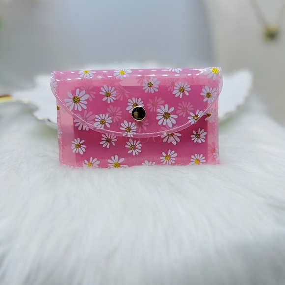 Florals Clear Card Case Wallet in Pink - Picture 6 of 6